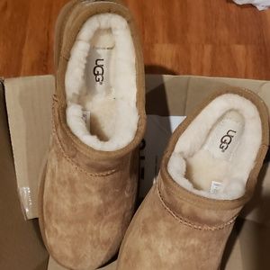 BrandNew!TanSuede/Leath Ugg Moccasin Mule Slippers